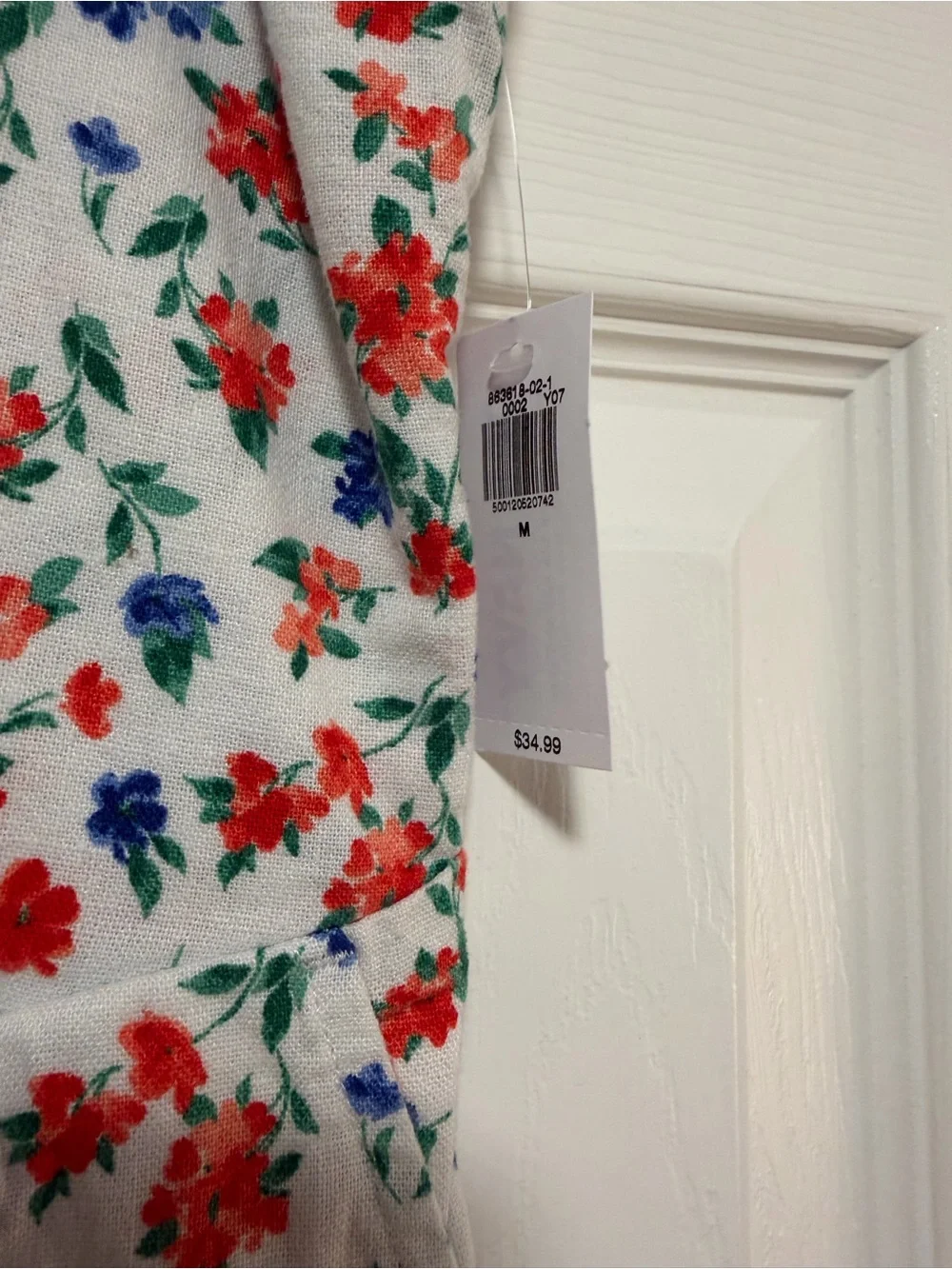Old Navy White Sundress with Red & Blue Floral Print